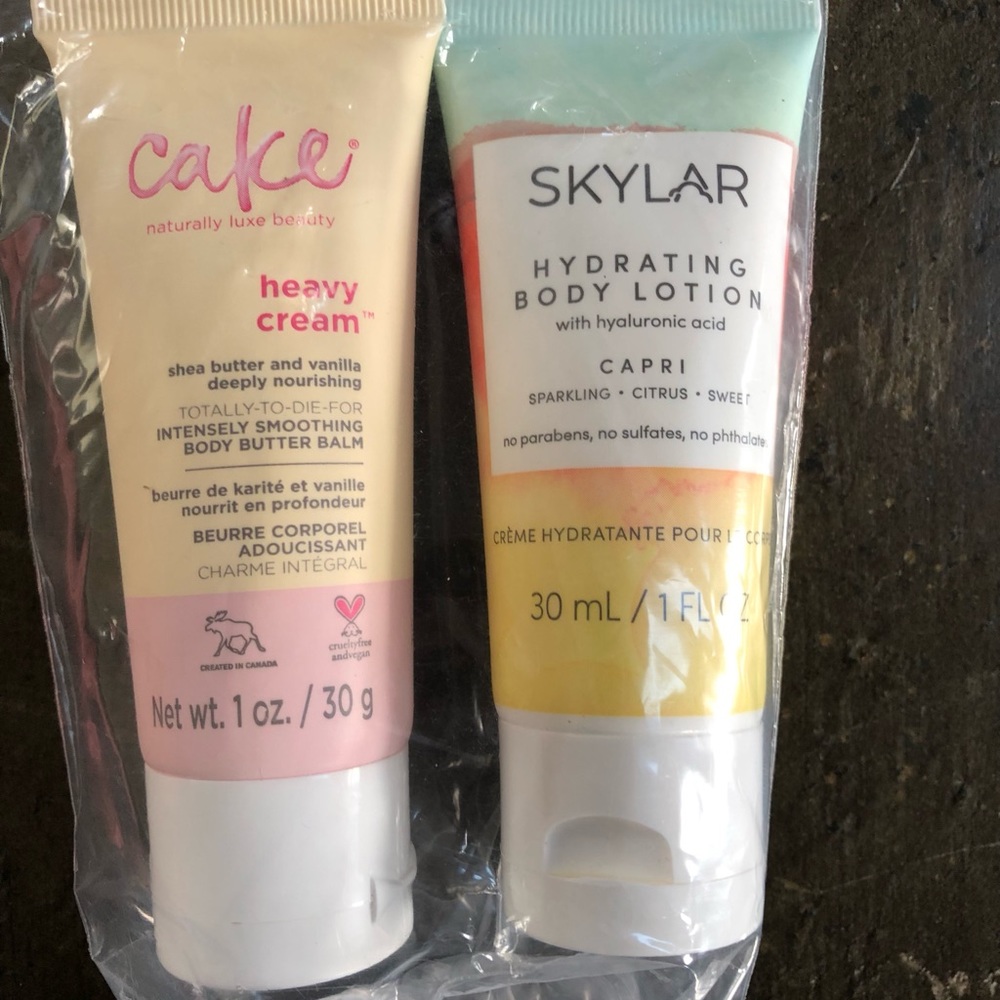Cake heavy cream shea butter and Skyler hydrating body lotion